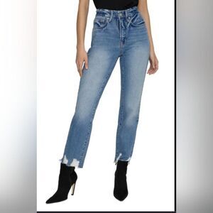 Good American Good Jagged Hem high rise straight jeans women's 16